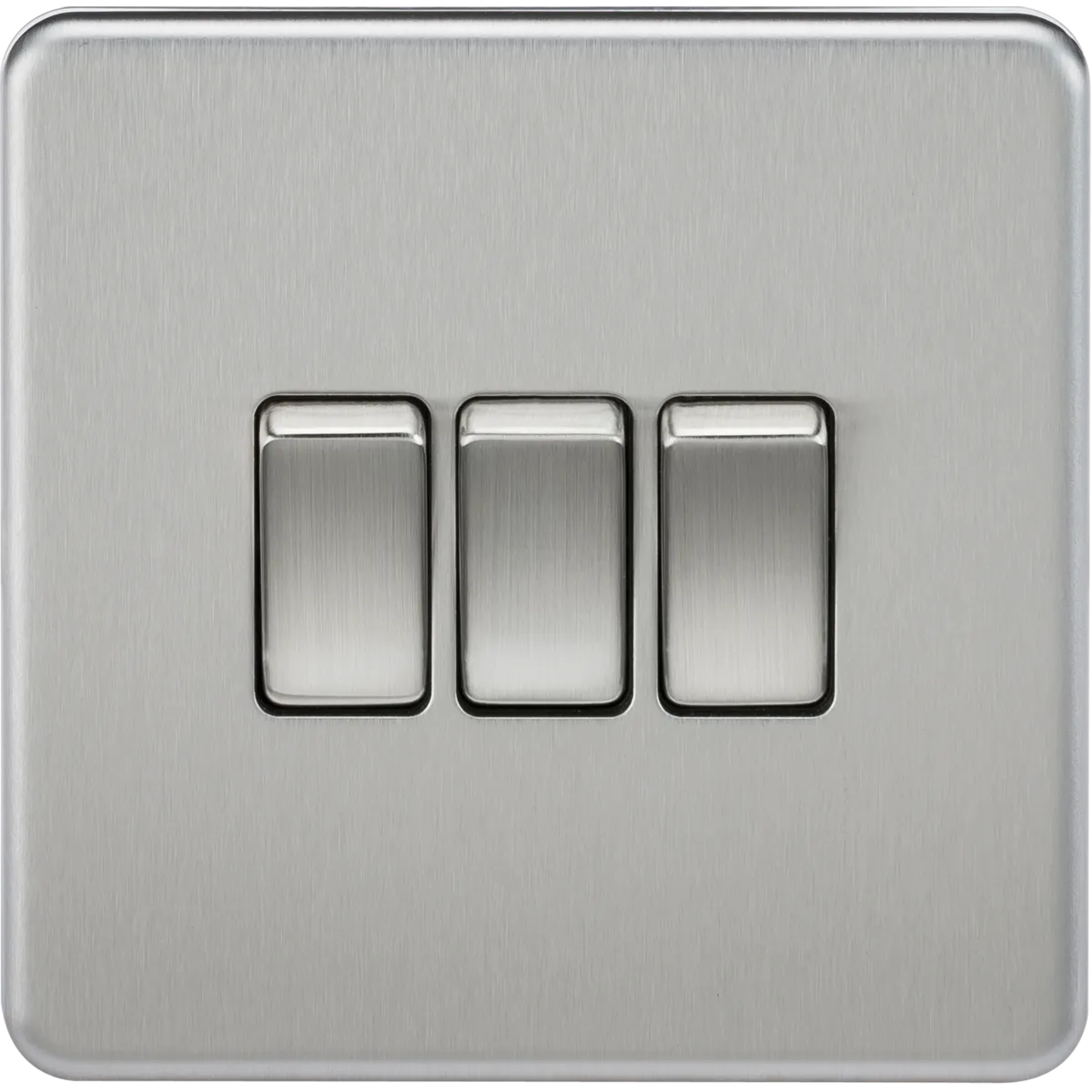 Knightsbridge Screwless 10A 3 Gang 2 Way Switch Brushed Chrome