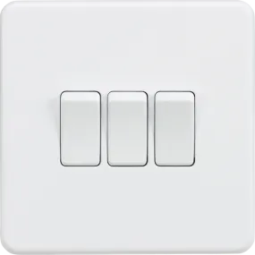 Knightsbridge Screwless 10A 3 Gang 2 Way Switch Matt White