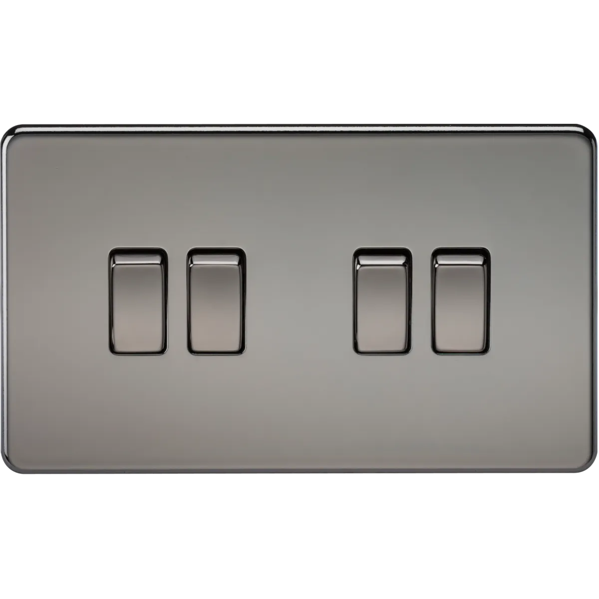 Knightsbridge Screwless 10A 4 Gang 2 Way Switch Black Nickel