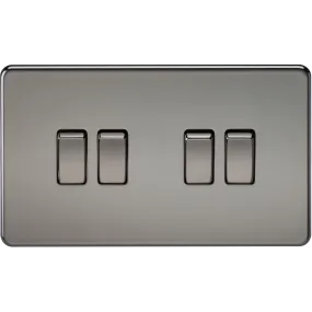 Knightsbridge Screwless 10A 4 Gang 2 Way Switch Black Nickel
