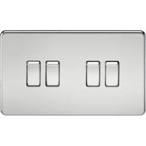 Knightsbridge Screwless 10A 4 Gang 2 Way Switch Polished Chrome