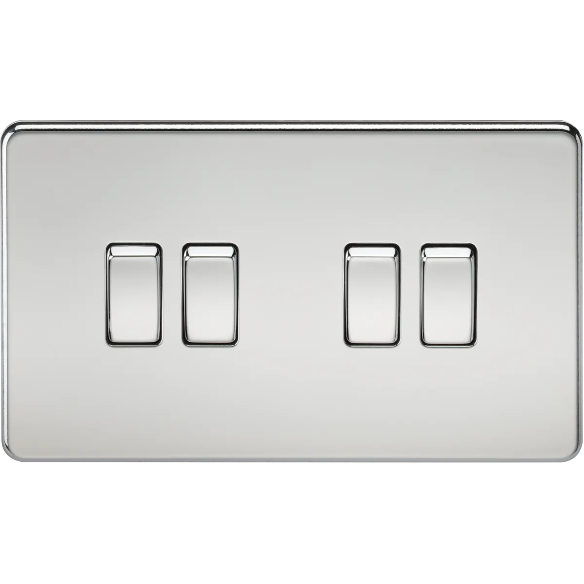 Knightsbridge Screwless 10A 4 Gang 2 Way Switch Polished Chrome