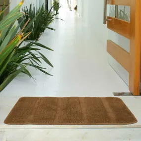 Kuber Industries Strips Design Cotton Door Mat for Porch/Kitchen/Bathroom/Laundry Room, 24"x16" (Light Brown)