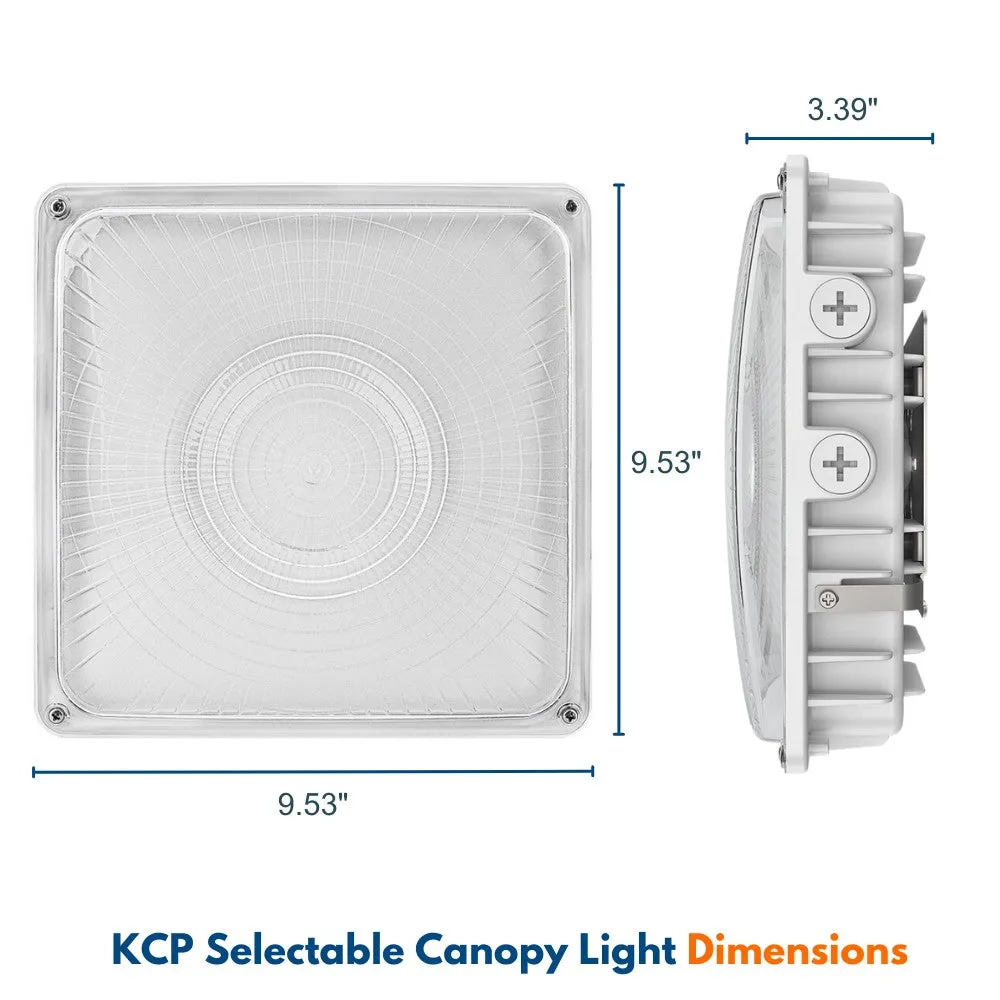 LED Canopy Light - White - 63W/45W/30W Selectable - 5000K/4000K - 9,360 LM - Dimmable - 120-277V - 150W Equal