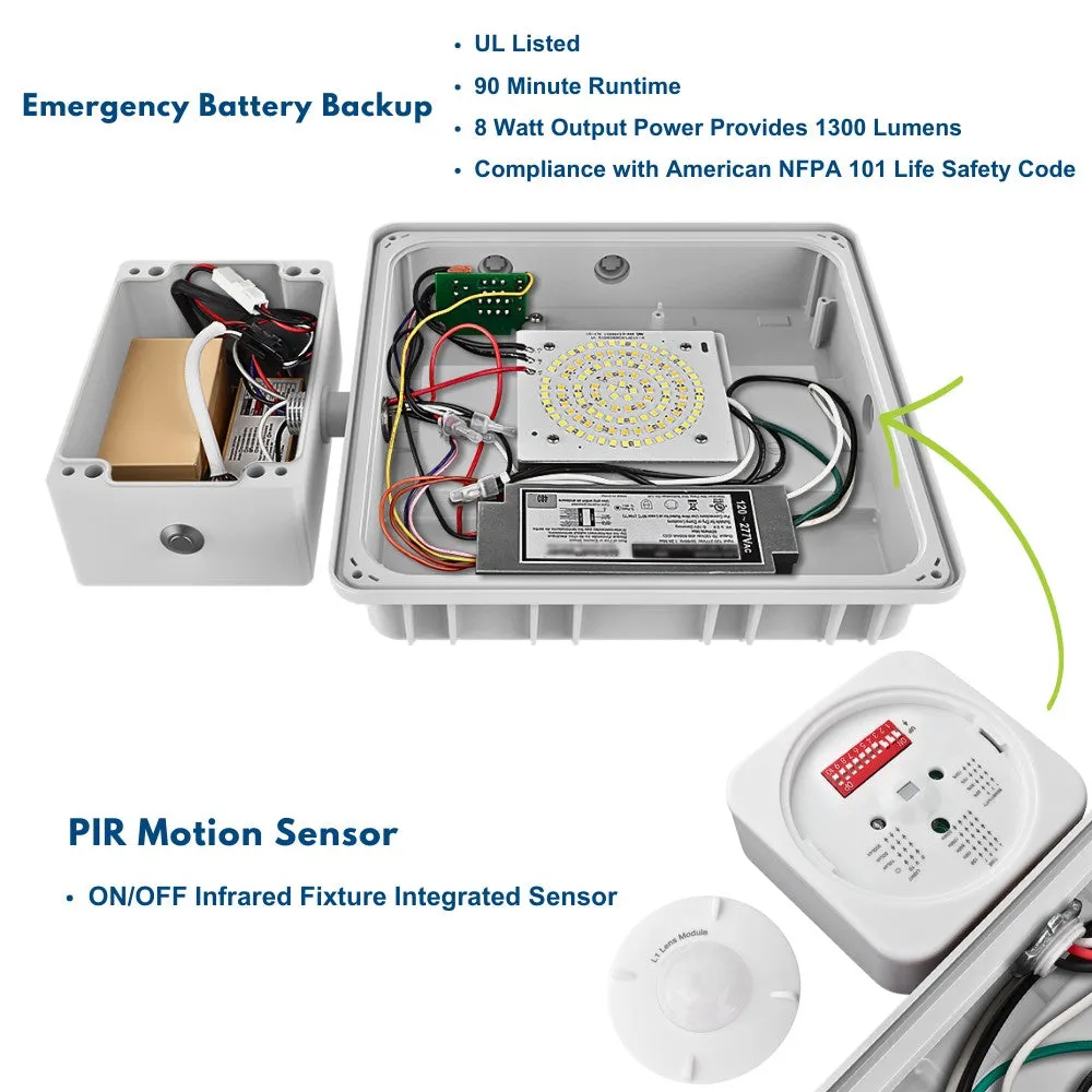 LED Canopy Light - White - 63W/45W/30W Selectable - 5000K/4000K - 9,360 LM - Dimmable - 120-277V - 150W Equal