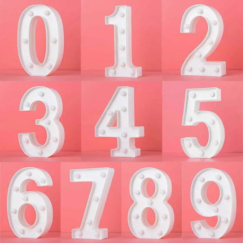 LED Light Up Number 3 White 22cm