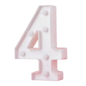 LED Light Up Number 4 White 22cm