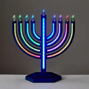 Led Menorah W/ Colorchanging Lights,abs,matte Navy,13x11",colorbx