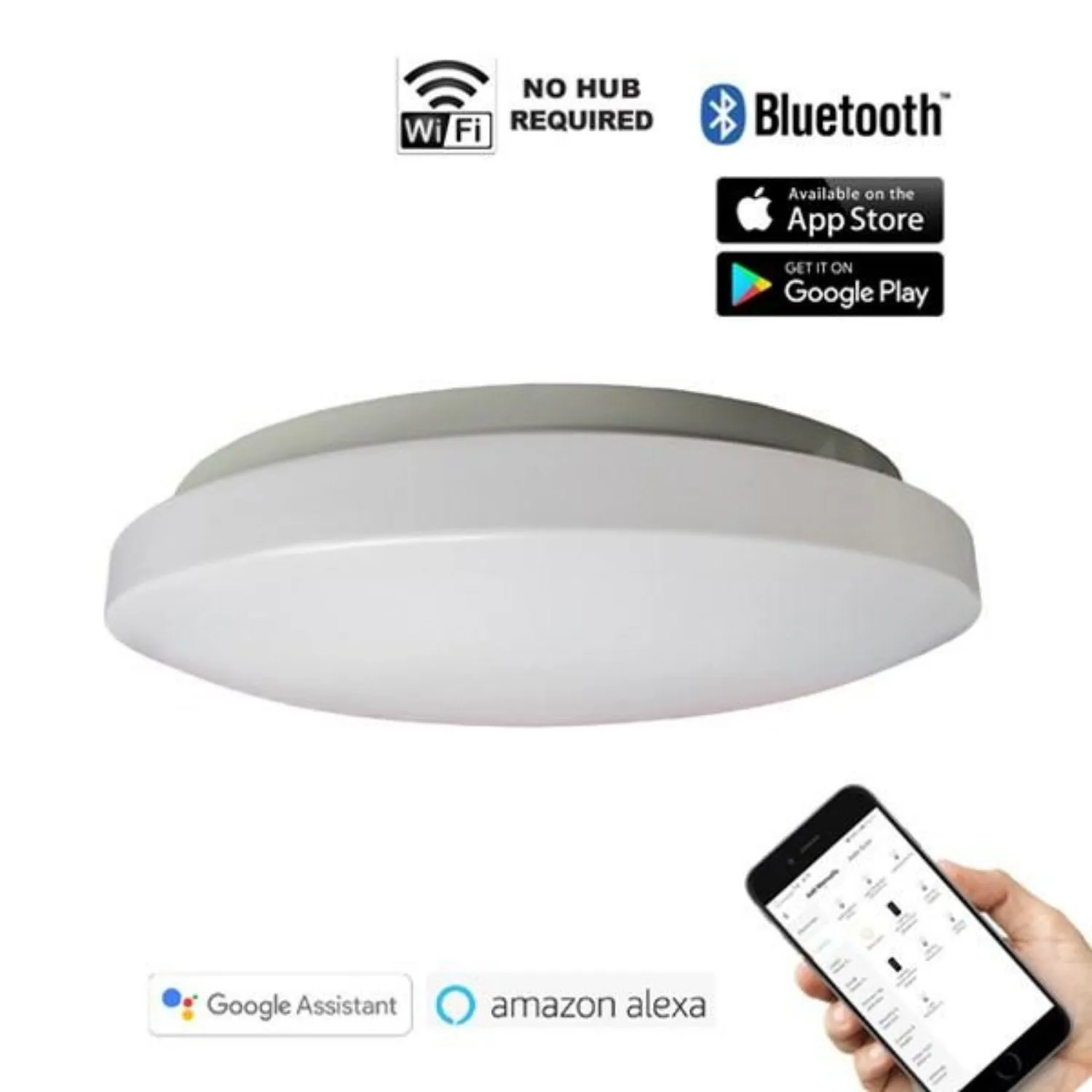LED Smart Tri-CCT Oyster Light Dimmable in White (Round)