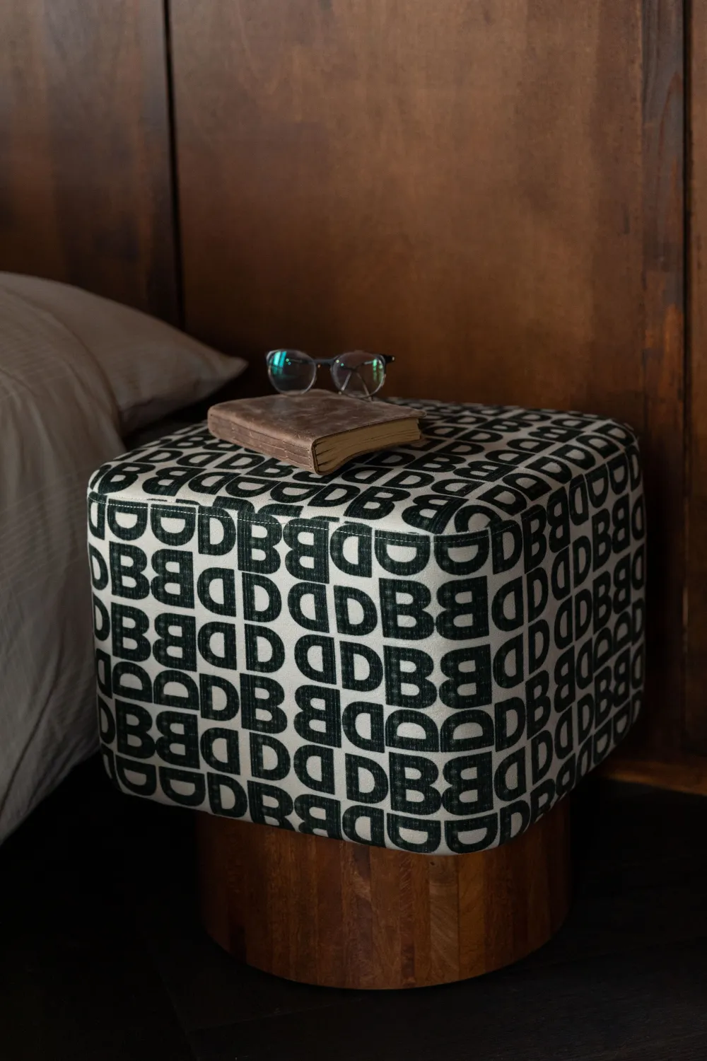 Letter Print Square Stool | Dutchbone Monogram
