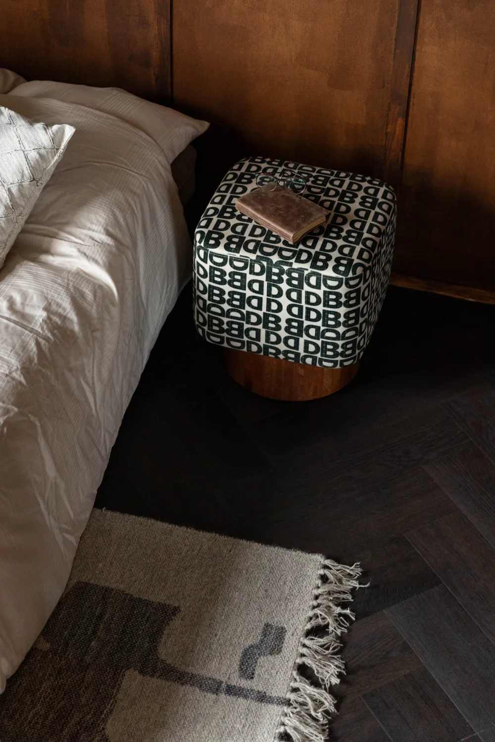Letter Print Square Stool | Dutchbone Monogram