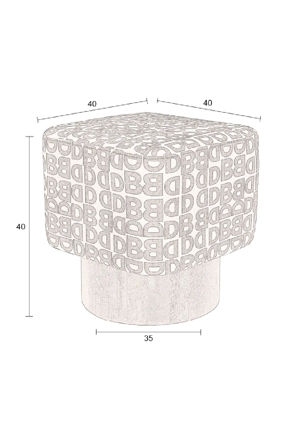 Letter Print Square Stool | Dutchbone Monogram