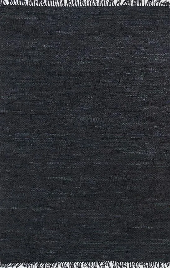 Metro Black Modern Leather Rug 150x220cm