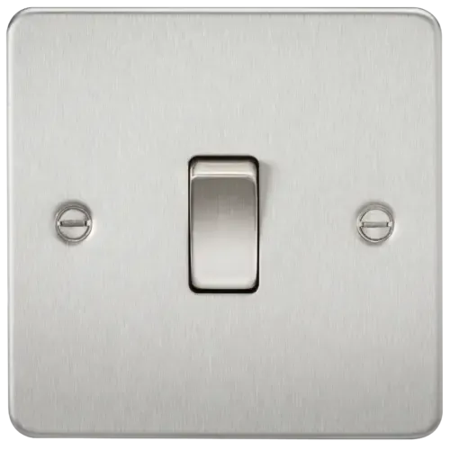 ML Flat Plate 10A 1 Gang 2 Way Light Switch - Brushed Chrome
