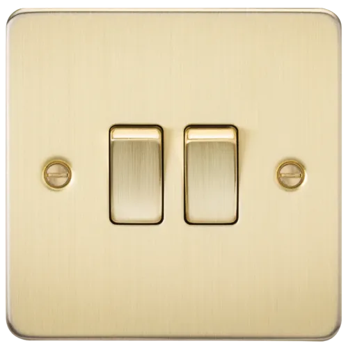 ML Flat Plate 10AX 2 Gang  2-way switch - Brushed Brass