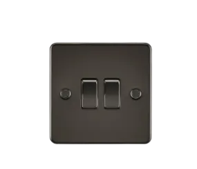 ML Flat Plate 10AX 2 Gang  2-way switch - Gunmetal