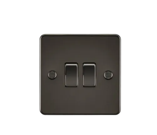 ML Flat Plate 10AX 2 Gang  2-way switch - Gunmetal
