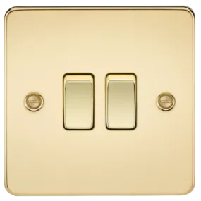 ML Flat Plate 10AX 2 Gang  2-way switch - Polished Brass