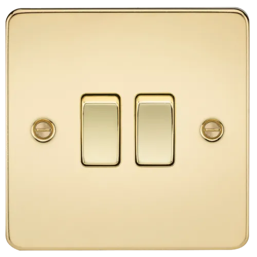 ML Flat Plate 10AX 2 Gang  2-way switch - Polished Brass
