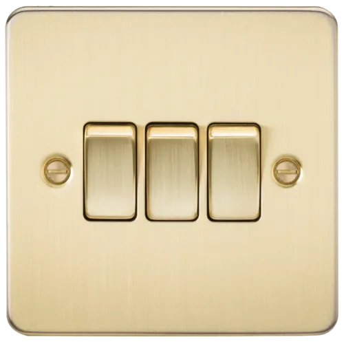 ML Flat Plate 10AX 3 Gang 2- way switch - Brushed Brass