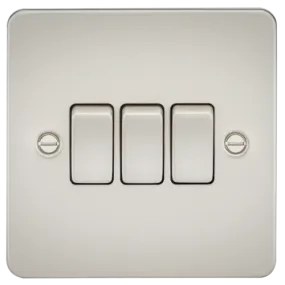 ML Flat Plate 10AX 3 Gang 2- way switch - Pearl