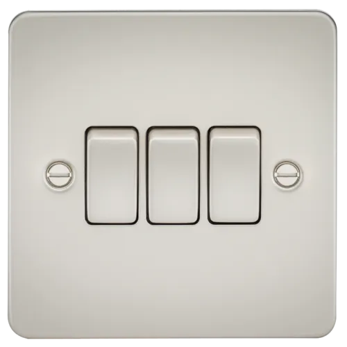 ML Flat Plate 10AX 3 Gang 2- way switch - Pearl