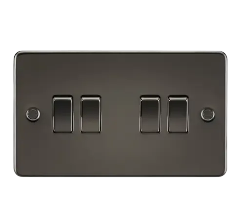 ML Flat Plate 10AX 4 Gang  2-way switch - Gunmetal