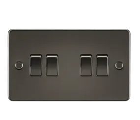 ML Flat Plate 10AX 4 Gang  2-way switch - Gunmetal