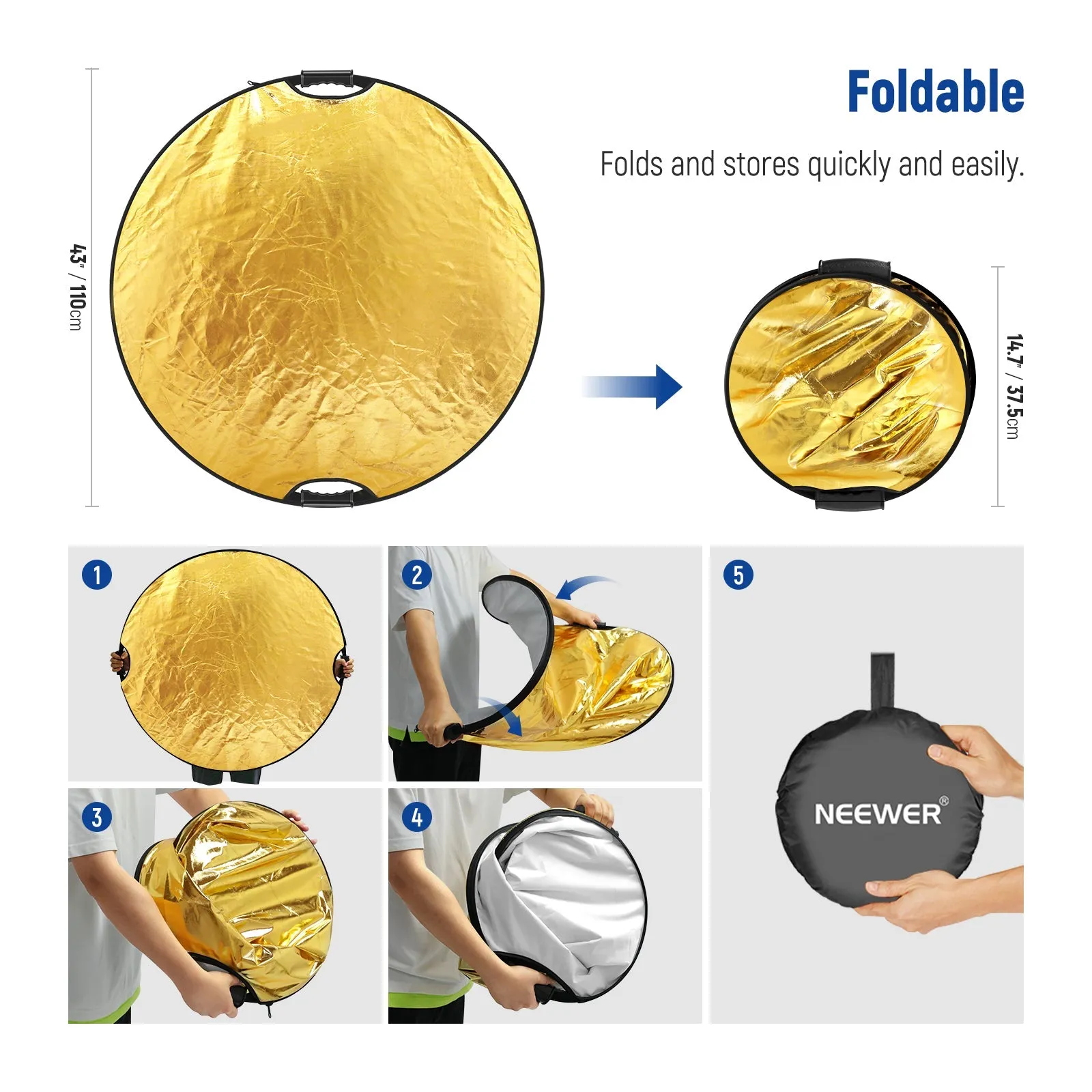 NEEWER Light Reflector with Handle Grip