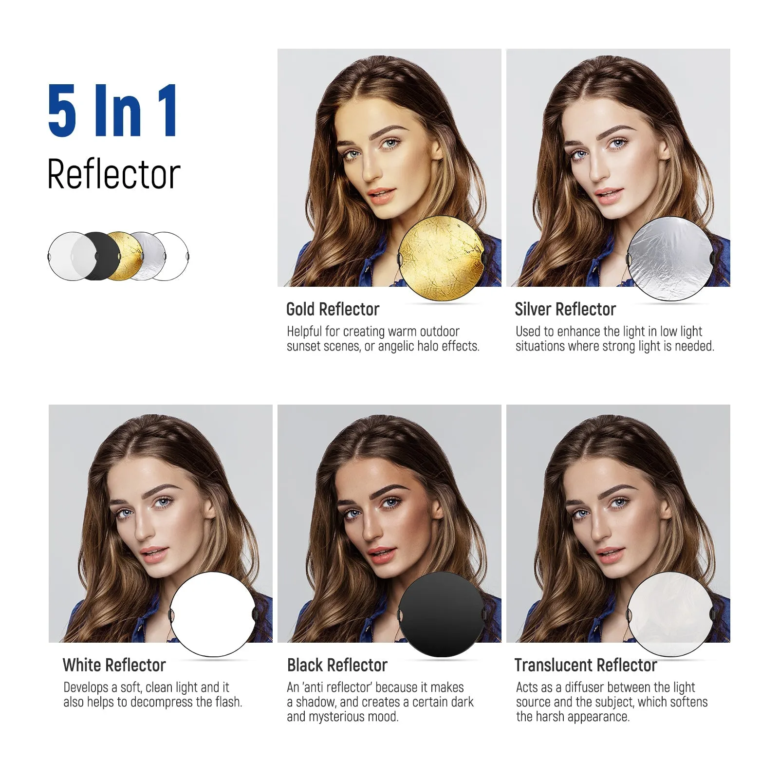 NEEWER Light Reflector with Handle Grip