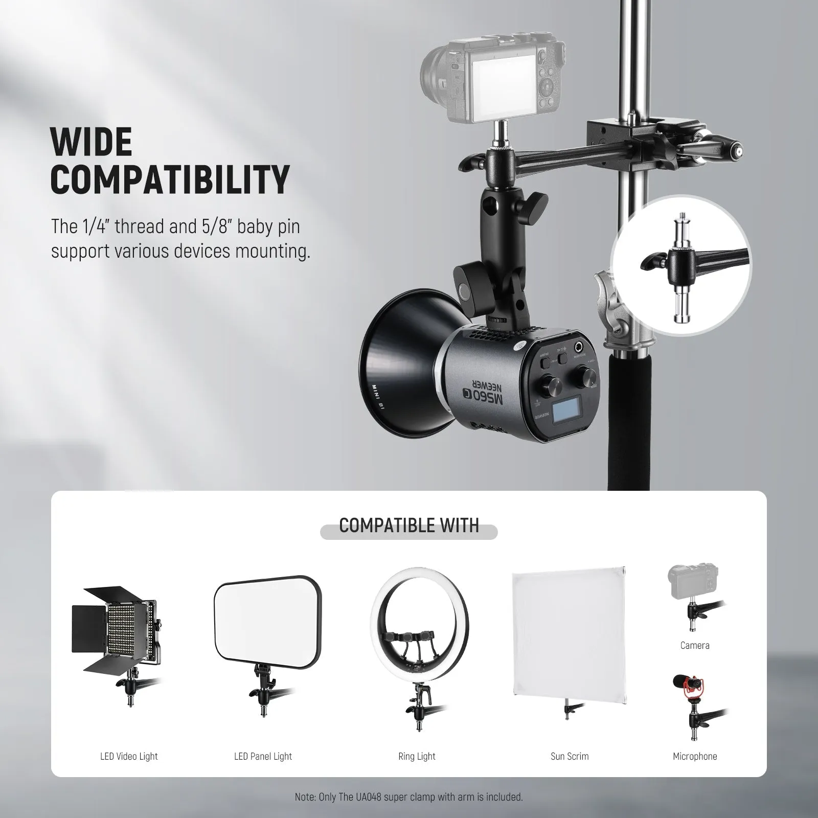 NEEWER UA048 Super Clamp with 6" Extension Arm