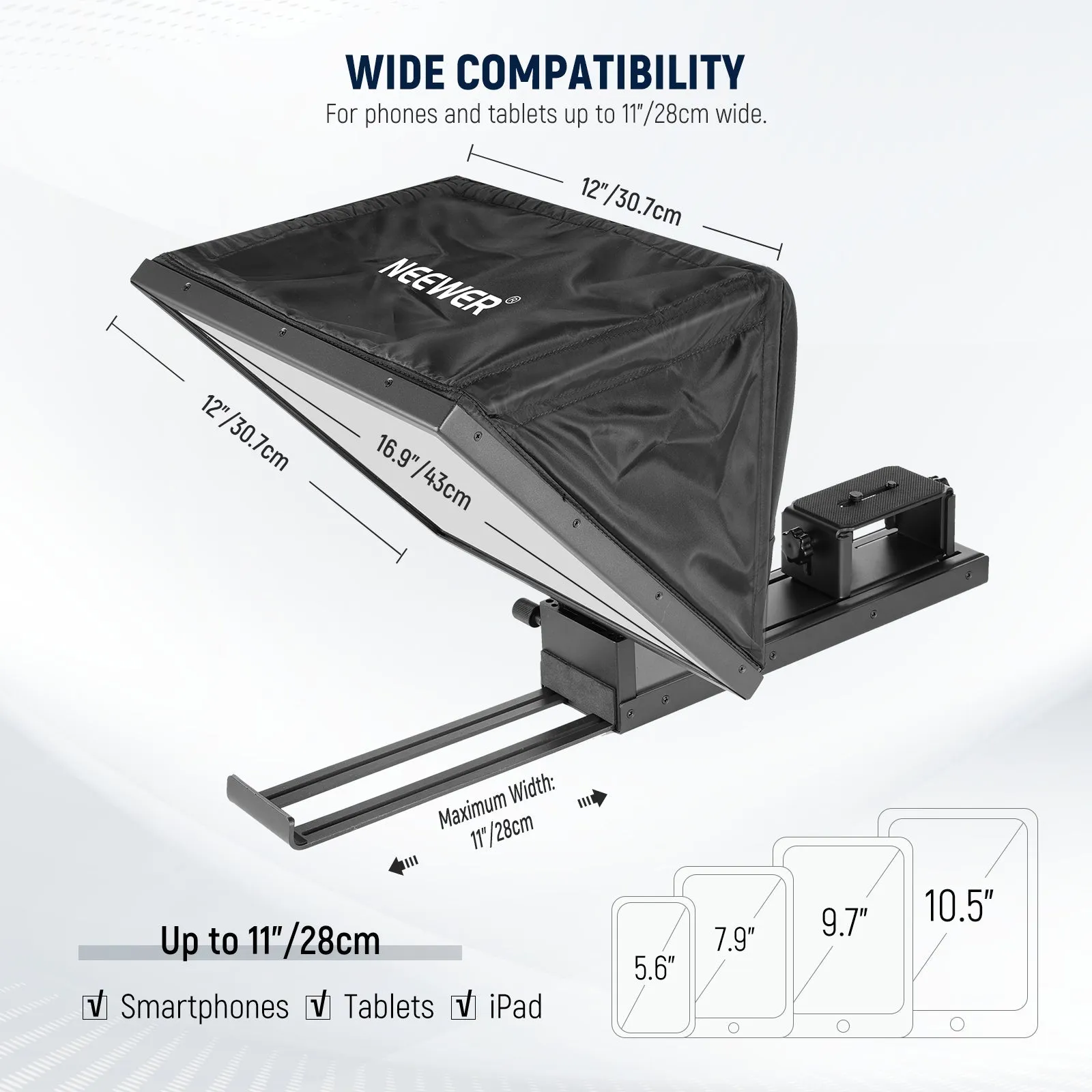 NEEWER X16B 16" Basics Aluminum Alloy Liftable Teleprompter