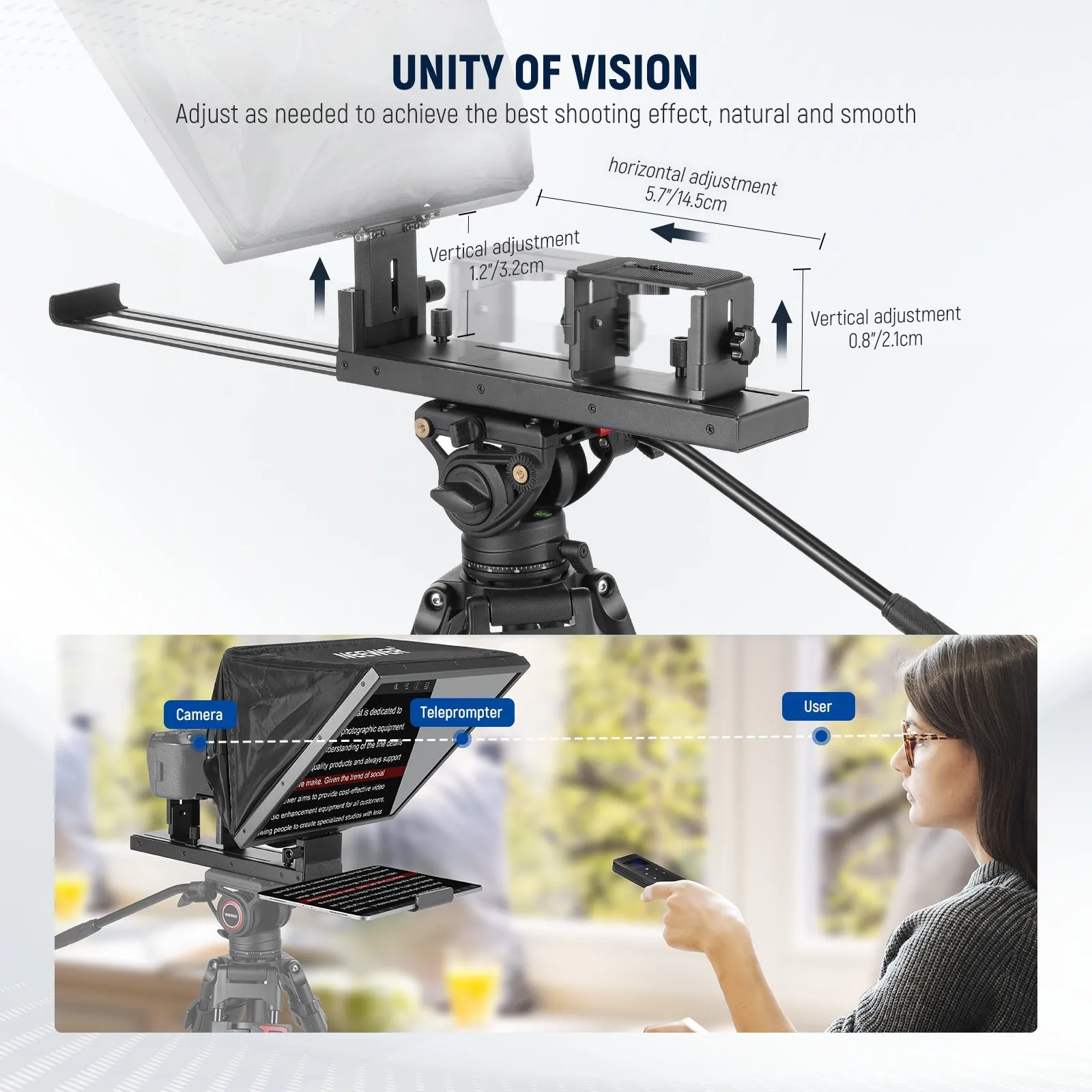NEEWER X16B 16" Basics Aluminum Alloy Liftable Teleprompter