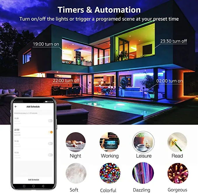 New LE LampUX WiFi Smart Light Bulb, Smart bulb Works with Alexa, Google Home, RGBW Multicolor and Soft Warm White Wifi Bulb with APP Remote Control, Timer,Color Changing Dimmable 9W A19 E26 LED Bulb, No Hub Required