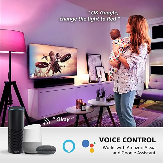 New LE LampUX WiFi Smart Light Bulb, Smart bulb Works with Alexa, Google Home, RGBW Multicolor and Soft Warm White Wifi Bulb with APP Remote Control, Timer,Color Changing Dimmable 9W A19 E26 LED Bulb, No Hub Required