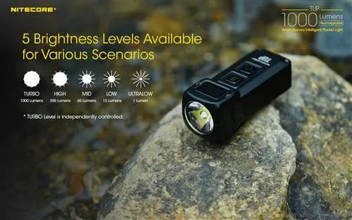 NITECORE TUP 1000 Lumen Rechargeable Everyday Carry Keychain Flashlight (Black)