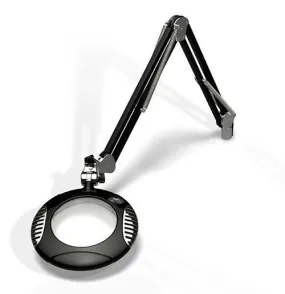 OC White 42400-4-B Green-Lite&reg; LED Magnifier with 6" Round, 4 Diopter Lens & Edge Clamp, Carbon Black