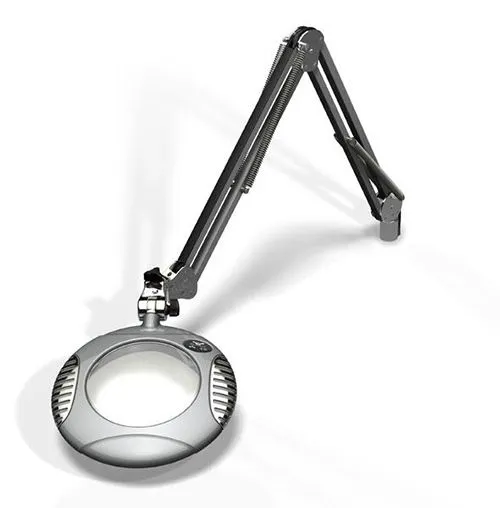 OC White 42400-4-S Green-Lite&reg; LED Magnifier with 6" Round, 4 Diopter Lens & Edge Clamp, Silver