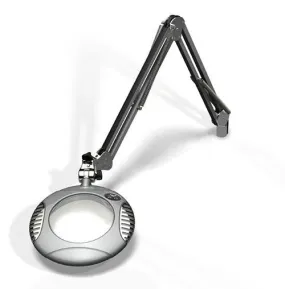 OC White 42400-4-S Green-Lite&reg; LED Magnifier with 6" Round, 4 Diopter Lens & Edge Clamp, Silver