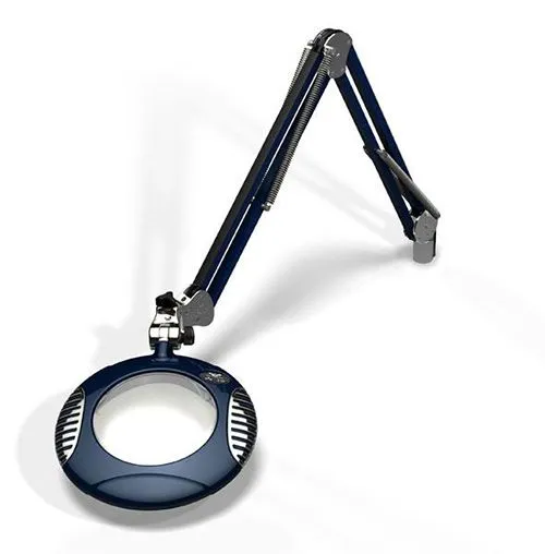 OC White 42400-4-SB Green-Lite&reg; LED Magnifier with 6" Round, 4 Diopter Lens & Edge Clamp, Spectre Blue