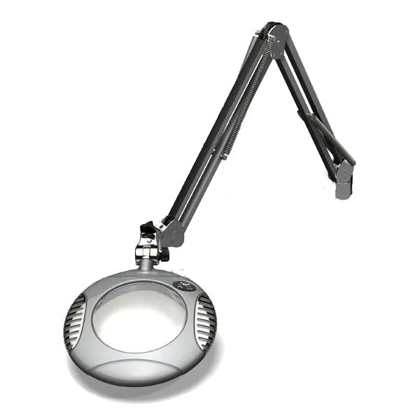 OC White 42400-5-S Green-Lite&reg; LED Magnifier with 6" Round, 5 Diopter Lens & Edge Clamp, Silver
