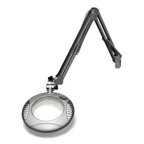 OC White 42400-5-S Green-Lite&reg; LED Magnifier with 6" Round, 5 Diopter Lens & Edge Clamp, Silver