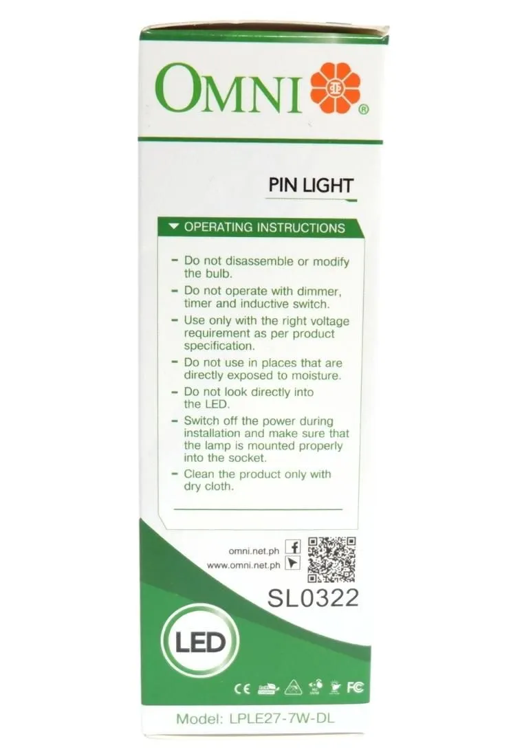 Omni Led Pin Lite Bulb E27 7W Dl