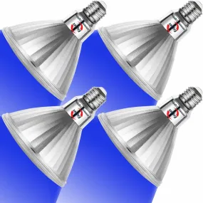 Outdoor Blue LED Flood Bulb, 120W Weatherproof & Anti-Ageing, Dimmable 4-Pack