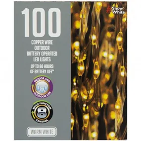 Outdoor Copper Wire Lights 100 Pack - Warm White Decorative Lighting String Weatherproof Energy Efficient LED Bulbs