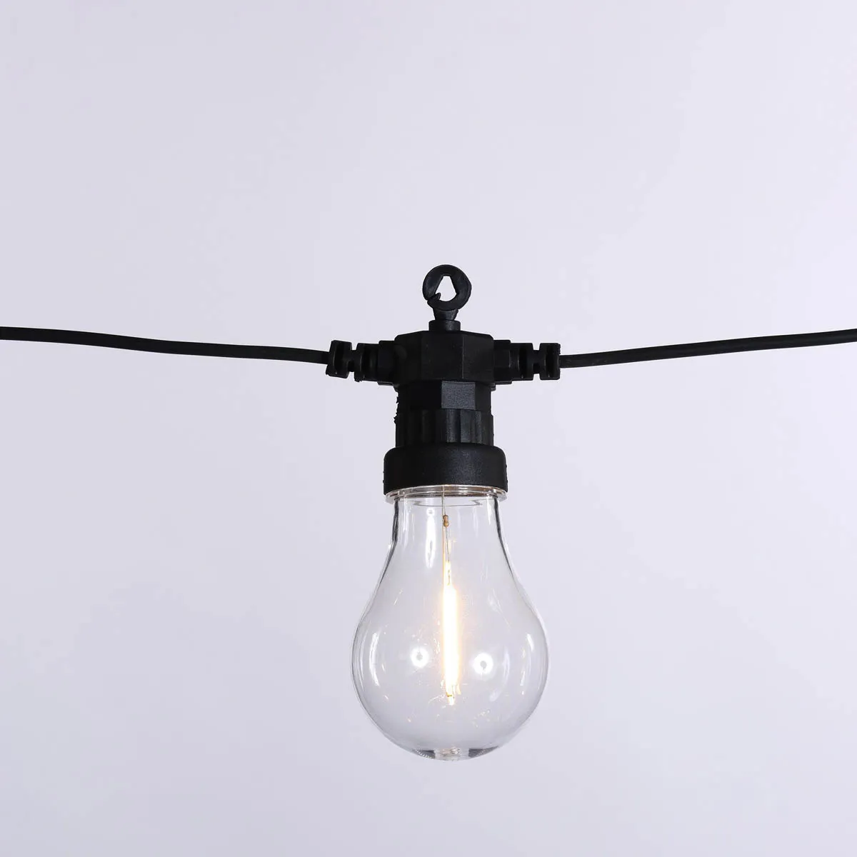 Outdoor Festoon String Lights 20 LED Plastic Black Warm White Weatherproof