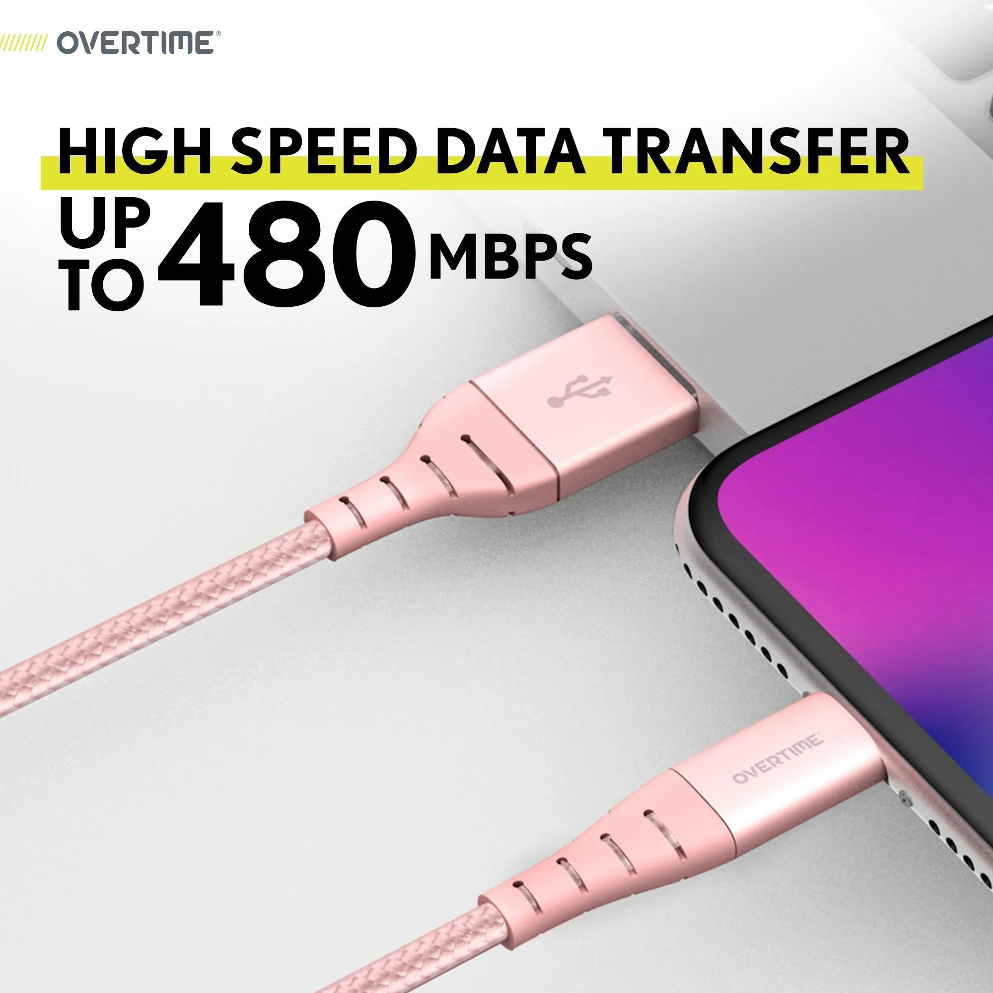 Overtime Apple MFi Certified 10ft Extra Long Nylon Braided Lightning Cable