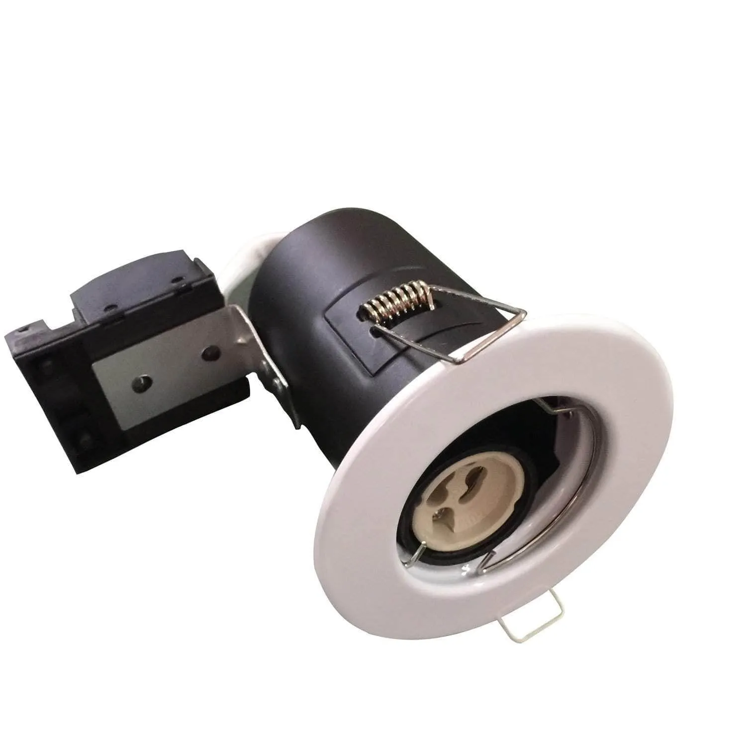 Pack of 5 Units GU10 Downlight Fitting Fire Rated for Recessed Mounting White Bezel, White Ring with Circular Design, Modern Look in your Kitchen, Bathroom, Laundry and Living Room