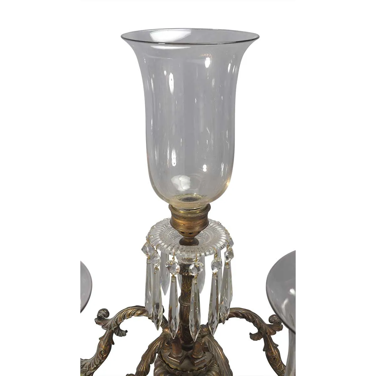 Pair of Large Bronze and Glass Candelabra
