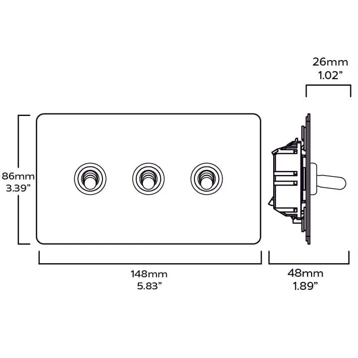 PALO 3G Two Way Toggle Light Switch - Brass